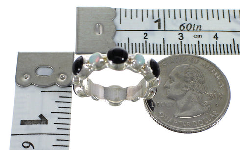 Jet Opal Silver Southwestern Ring Size 5-1/2 YX77055